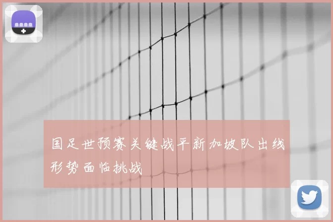 国足世预赛关键战平新加坡队出线形势面临挑战